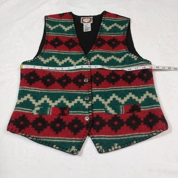 ERIKA WOMENS VTG MULTICOLORED WOOL SOUTH WESTERN PRINT COWBOYCORE VEST SZ L - Picture 2 of 5
